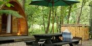 Mega Pod Glamping Exterior with Woodfired Hot Tub