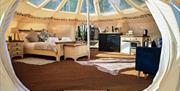 Stargazer Bell Tent Interior at Deer's Glade