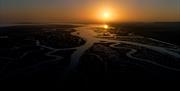 Sunrise over the marshes at Titchwell Manor the best hotel in Norfolk