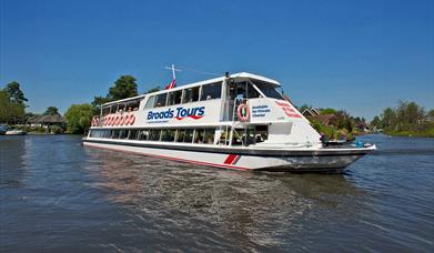 Queen of the Broads River Cruise Passenger Boat on the Norfolk Broads