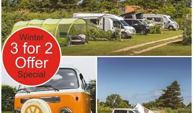 Camping - Midweek 3 for 2 Special Offer at Deepdale Camping & Rooms on the beautiful North Norfolk Coast