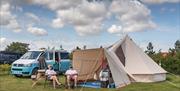 Motorhome and bell tent at Deepdale Camping & Rooms