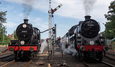 Locomotives 53809 and 76084 at Sheringham Station