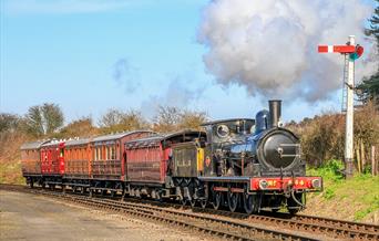 Engines steaming into at Weybourne Station.