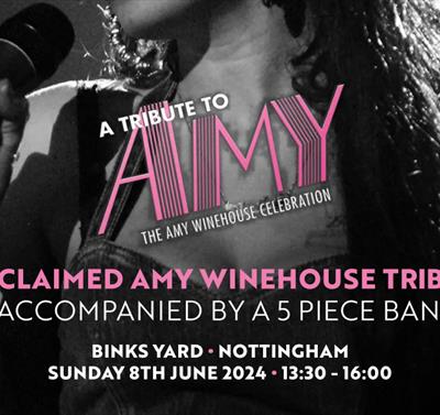 poster for an amy winehouse tribute with a big image of Amy on