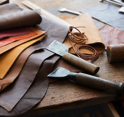tan coloured leather and tools