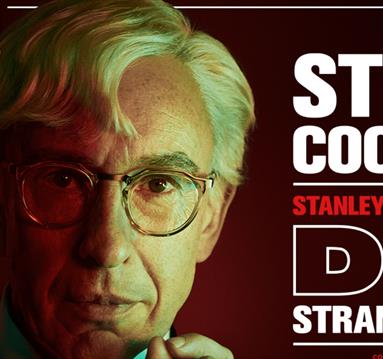 Part of promo image for Dr Stangelove play showing Dr Strangelove played by Steve Coogan
