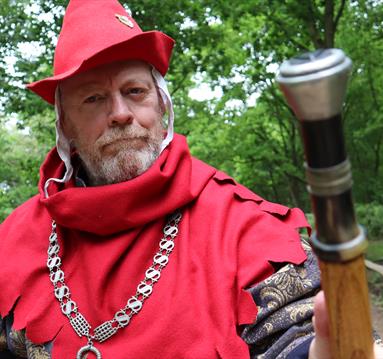 a man dressed up as robin hood