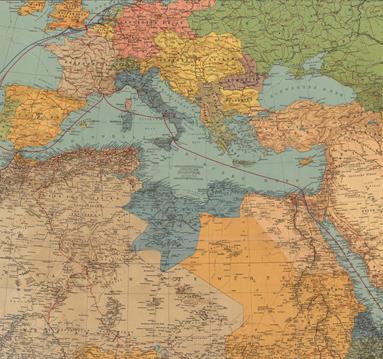 An image of an old map of the European and African continents