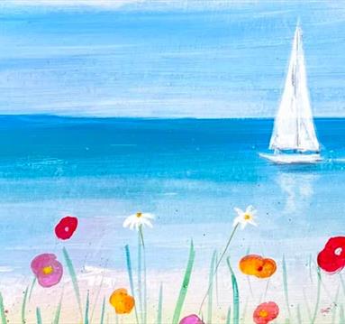 Paint a Flowery Beach at Cock & Hoop Pub with The Paint Club event poster 

