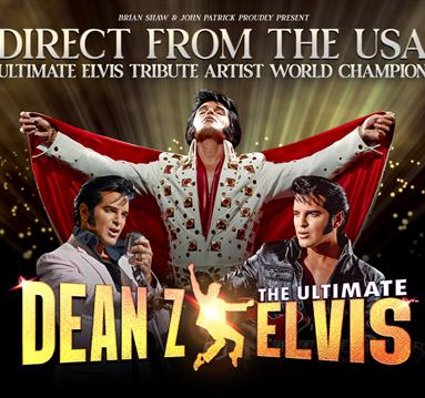 Event poster featuring a montage of pictures of Dean Z as Elvis Presley