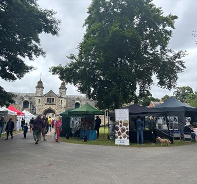 Market stalls outside the Thoresby Courtyard building