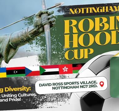 Graphic for the event including title of the event and a photo of the Robin Hood statue