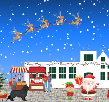 Cartoon graphic of Santa at Rufford