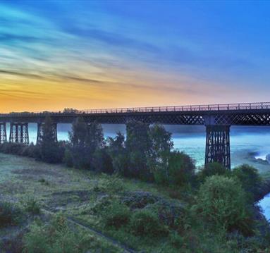 Panoramic view of Bennerley Viaduct and the surrounding Erewash valley