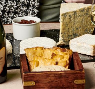 Photo of cheese and wine