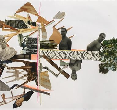 The image shows shreds of various pieces of coulor paper which has been cut up by scissors.