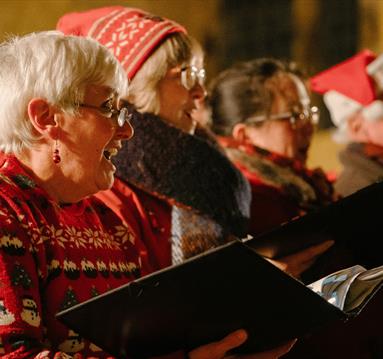 Photo of a line of carolers
