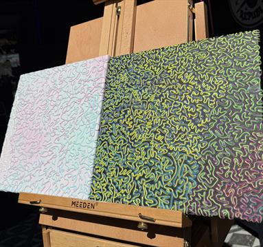 Artwork displayed on an eisel