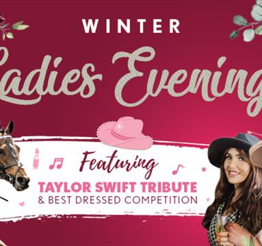 Female racegoers enjoy the excitement of an evening at the races