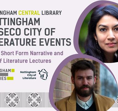 Graphic of the lecture series including headshots of both lecturers and the title of the event