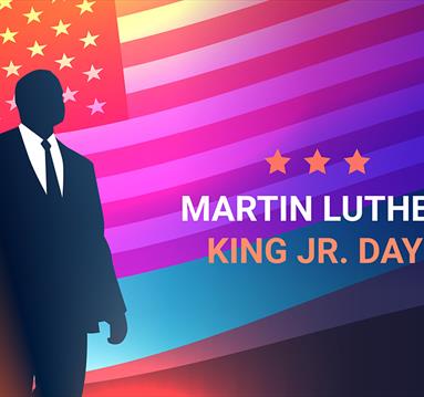 Cartoon graphic showing a silhouette against an American flag