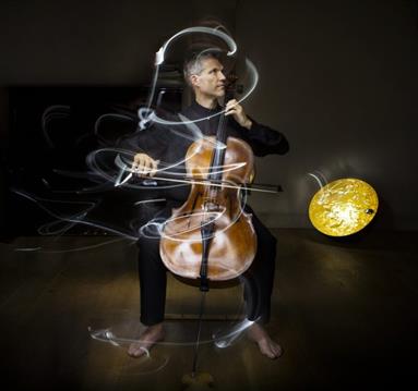 Stylised image of Matthew Barley playing the cello