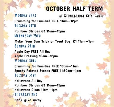 Stonebridge City Farm October 2023 Half Term Activities
