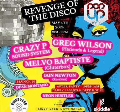 Graphic of the event with the names of attending artists and DJs included.