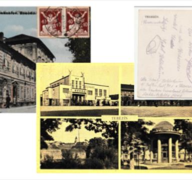 Photos of a selection of postcards from the exhibit