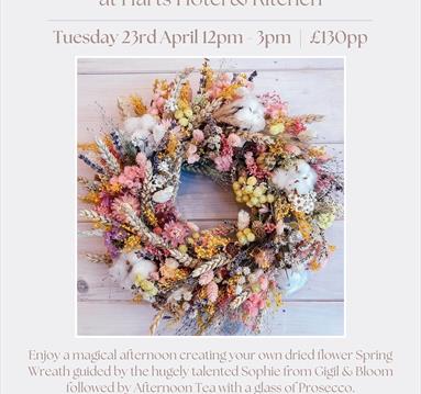 Poster for the event including a photo of a beautiful wreath.