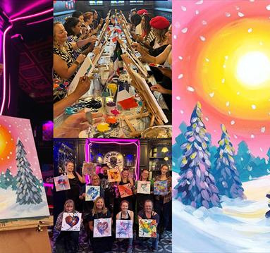Sip & Paint: Sunsets & Snowy Trees
