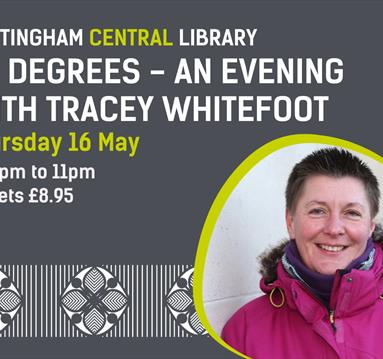 Graphic including a headshot of Tracey Whitefoot and text showing the title of the event.