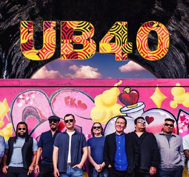 Event poster featuring band members standing in front of a pink wall with graffiti