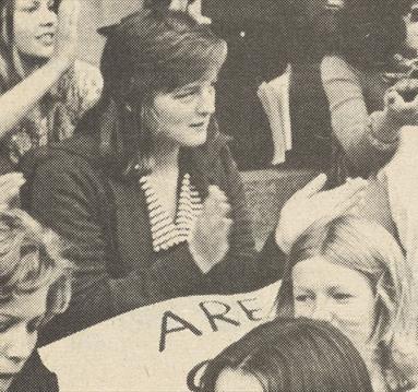 Black and white archival photo of a peaceful demonstration.