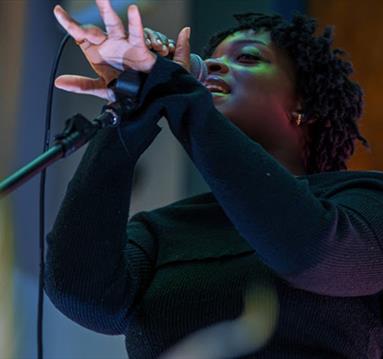 Lead singer of Moonlit in performance