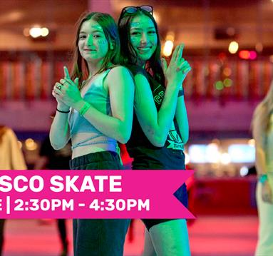 Photo of two girls at an ice skating party