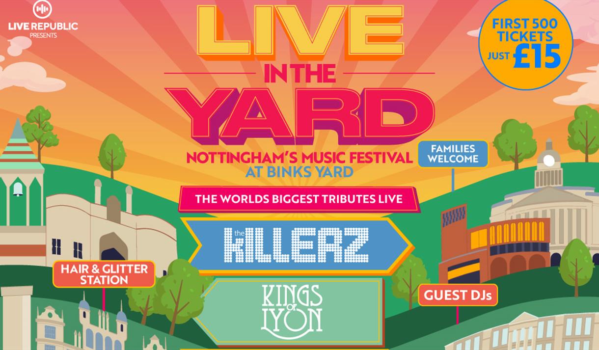 Live In The Yard event poster featuring names of the acts.