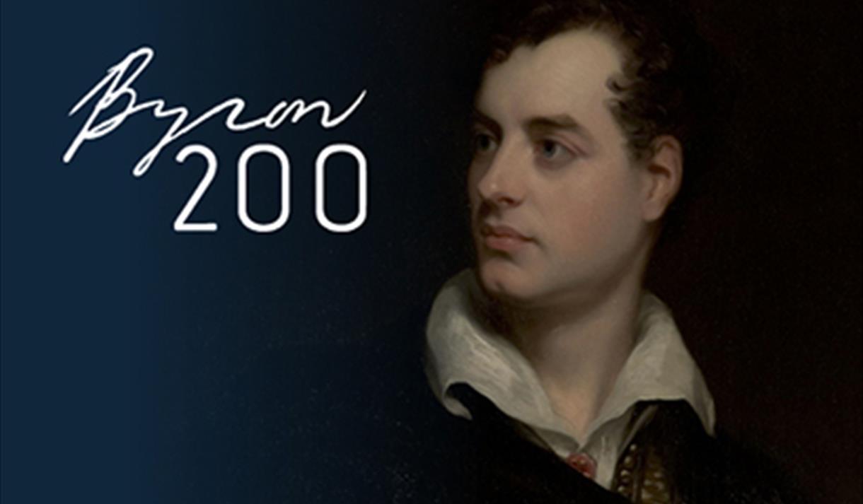 Picture of Lord Byron with the 'Byron 200' logo