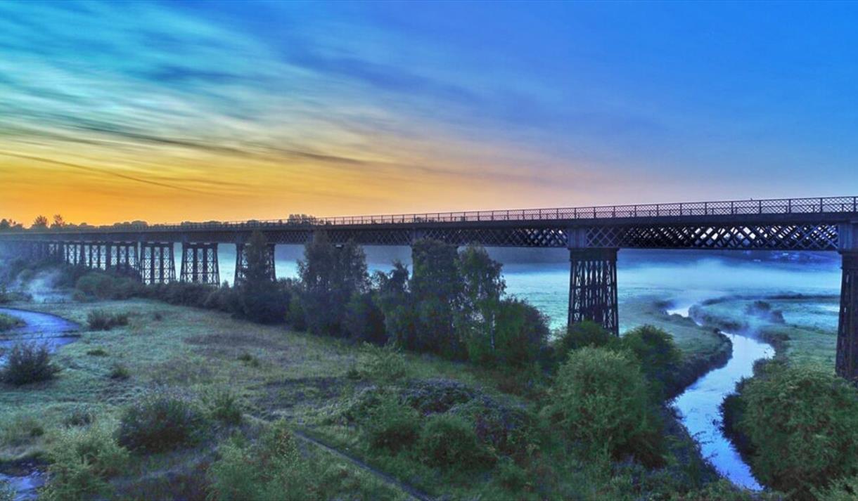 Panoramic view of Bennerley Viaduct and the surrounding Erewash valley