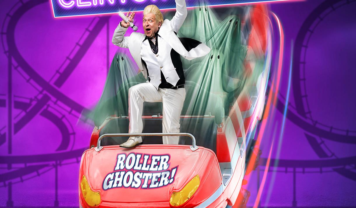 Graphic featuring Clinton Baptiste on a roller coaster