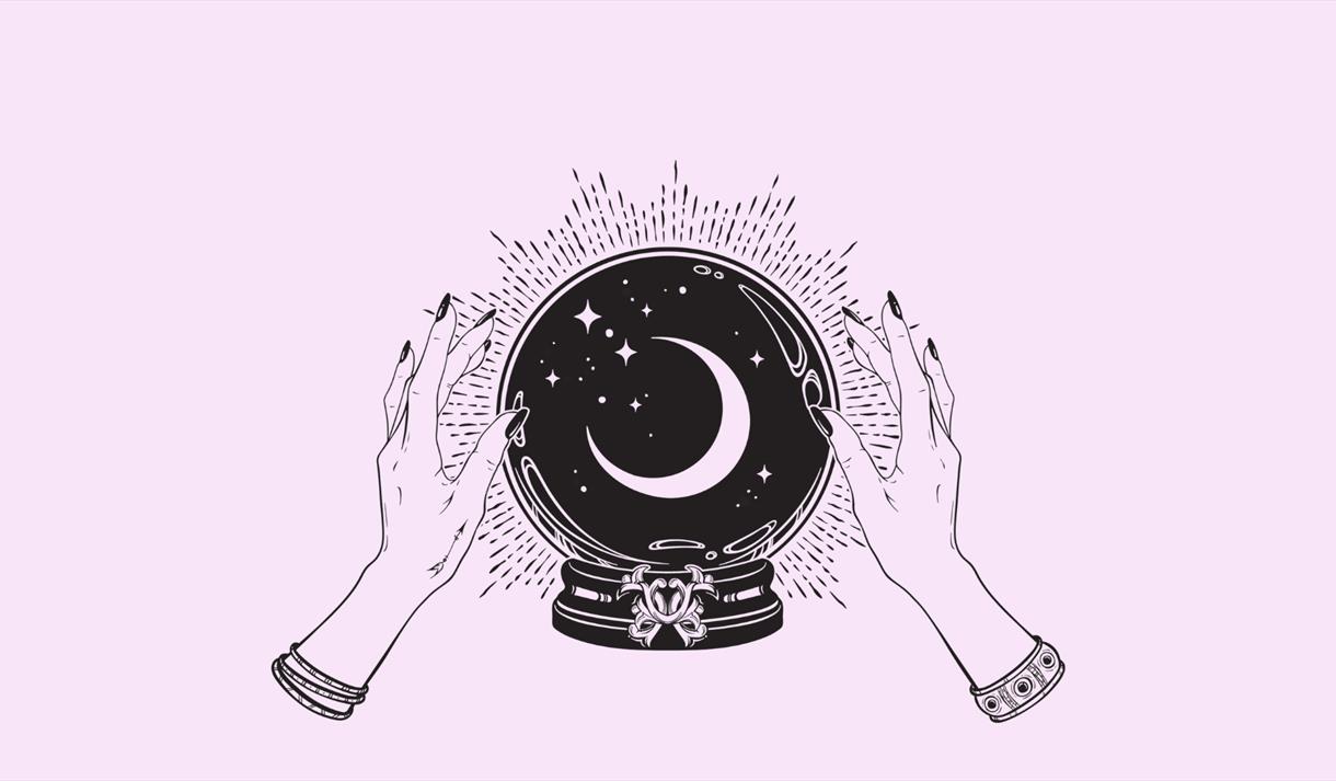a drawing of a witches crystal ball