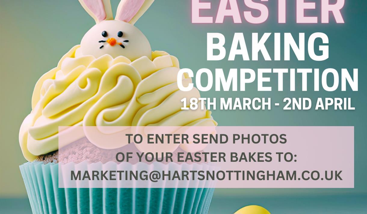 Graphic for the competition including a cupcake with an Easter bunny head.
