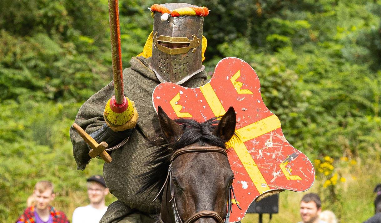 Photo of a knight jousting