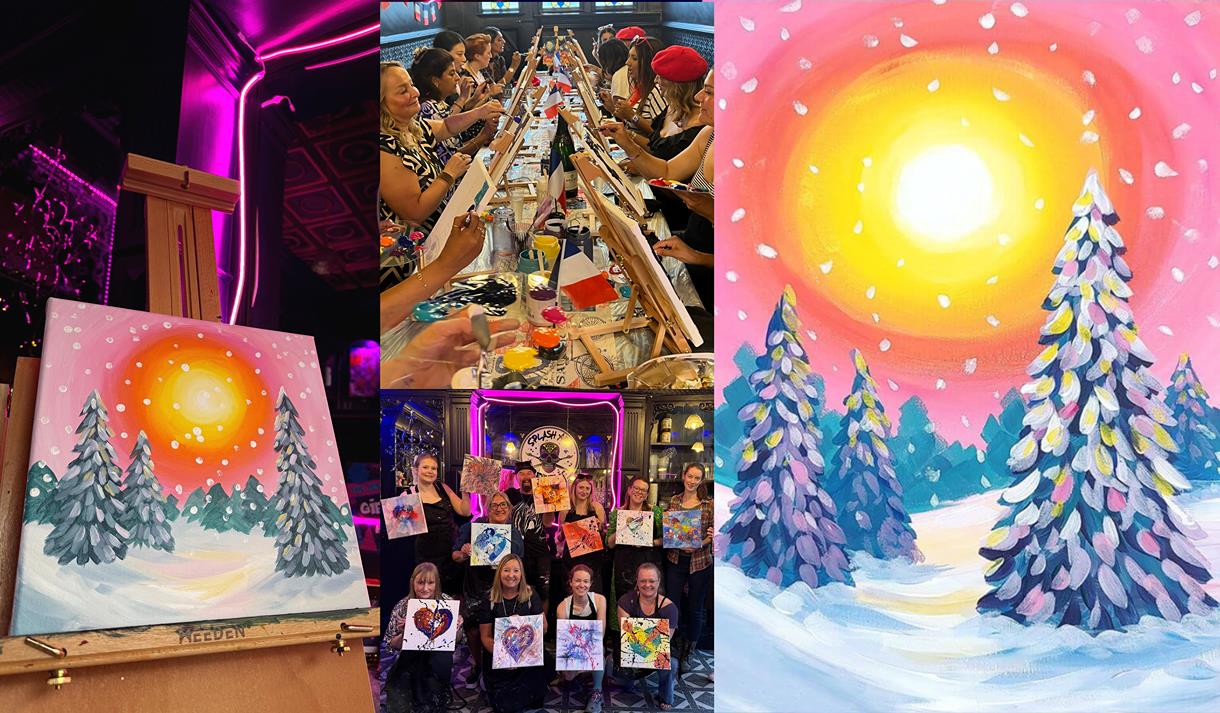 Sip & Paint: Sunsets & Snowy Trees
