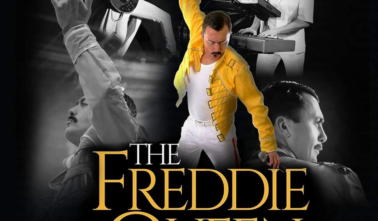 Graphic of the event including photos of the Freddie tribute act
