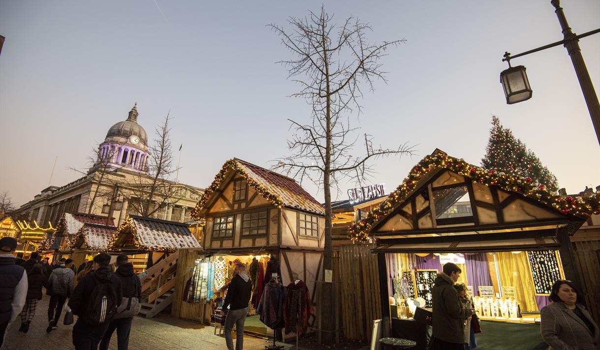 Christmas in Nottingham Christmas Market stalls Visit Nottinghamshire