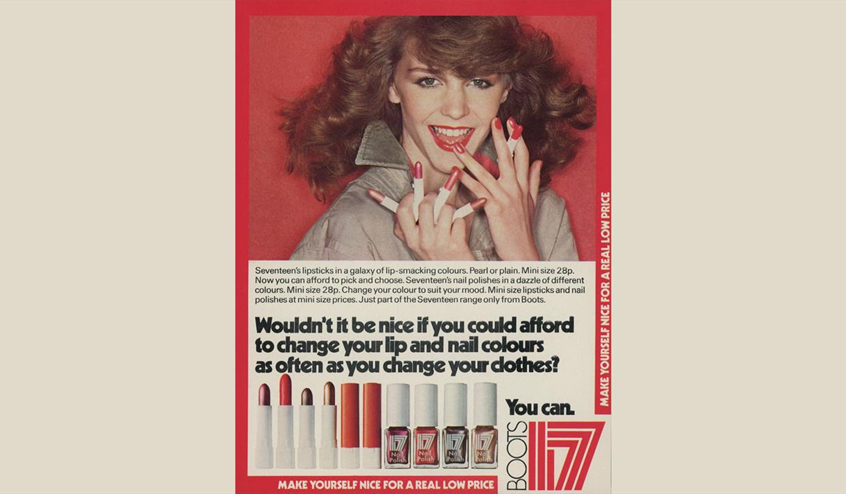 Archival poster of makeup sold at Boots.