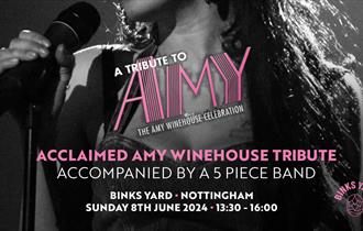 poster for an amy winehouse tribute with a big image of Amy on