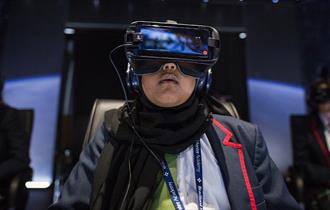 someone experiencing VR
